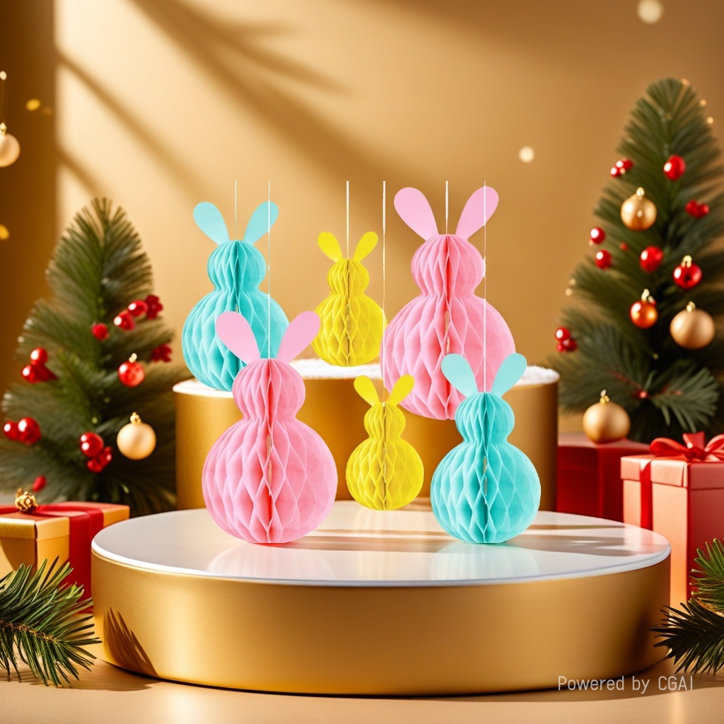 Zexi Colorful Paper Art Rabbit Decorations, paper-carved paper handicrafts, Paper handicrafts Specification image