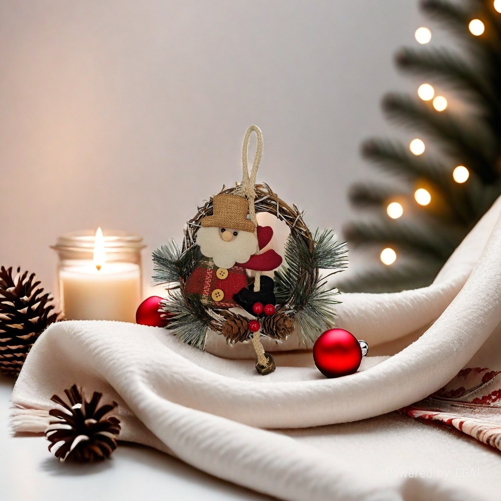 Christmas decorations, wreaths, door hangings, rattan rings, wreaths, hanging ornaments, shop doors, walls, atmosphere, scene arrangement props