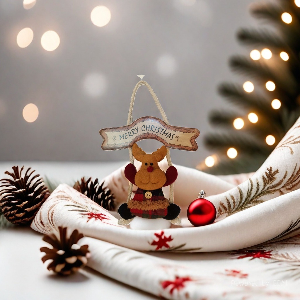 Christmas pendants, Christmas tree decorations, reindeer snowman, Santa Claus pendants, festive scene decorative pendants