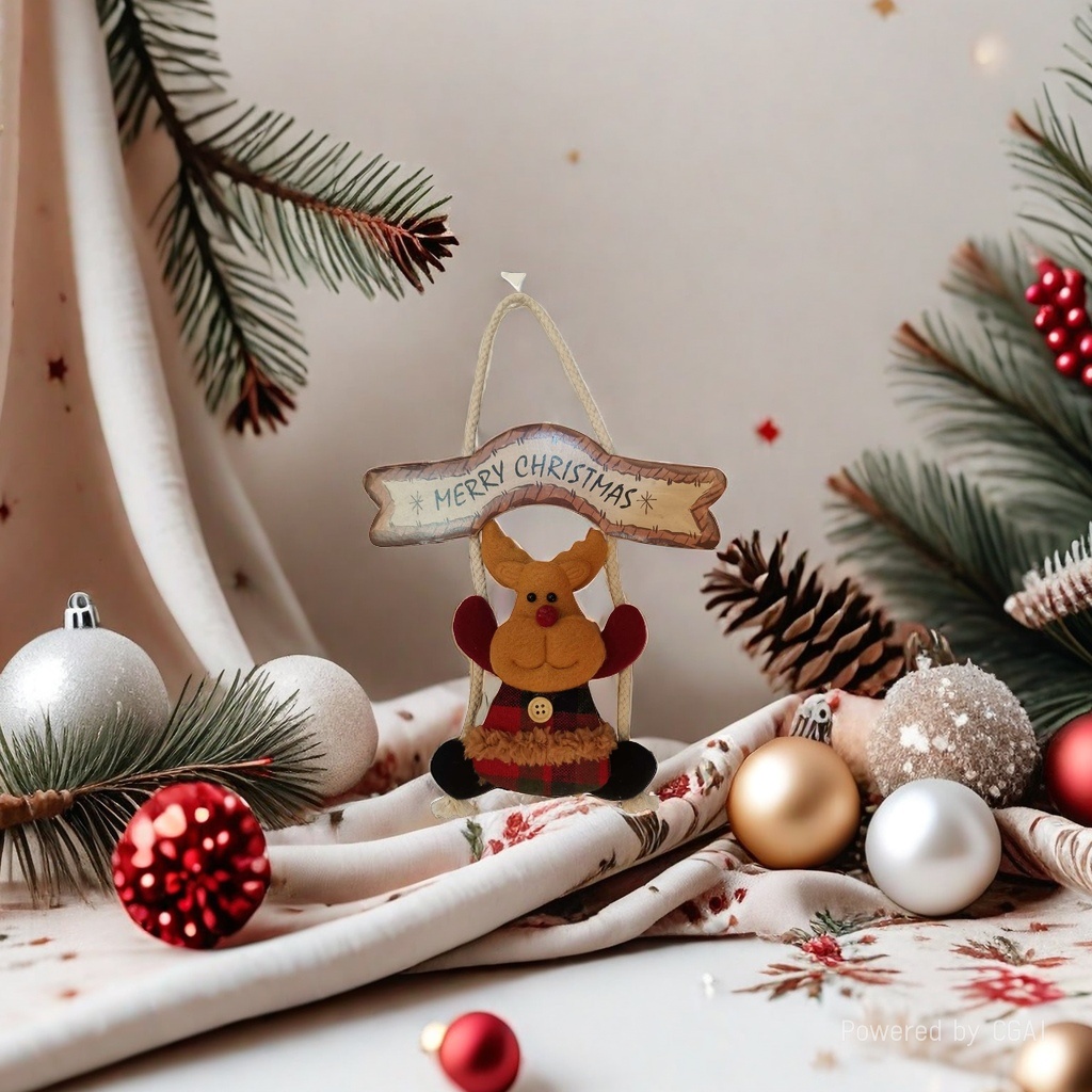 Christmas pendants, Christmas tree decorations, reindeer snowman, Santa Claus pendants, festive scene decorative pendants details Picture