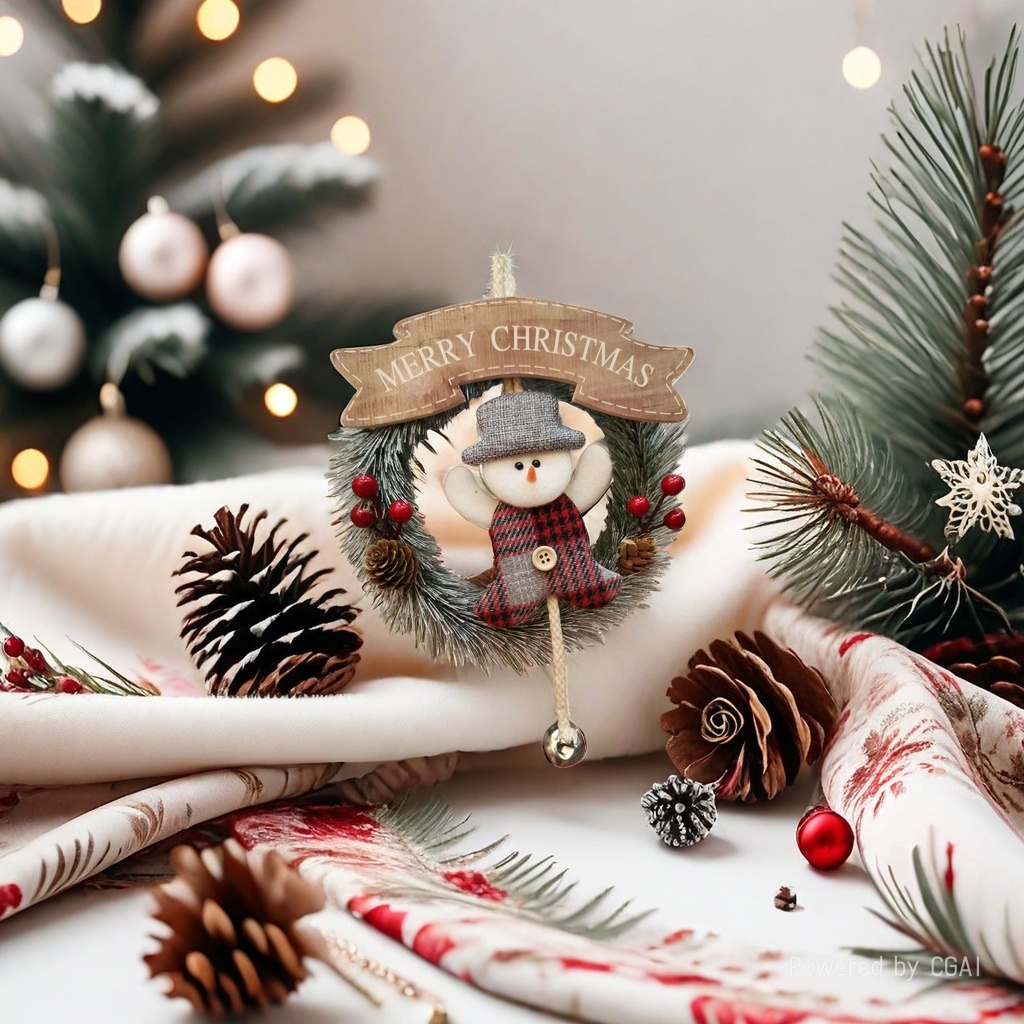 Wholesale of creative holiday decorative items such as pine needle Christmas mini wreaths, snowman and elk home door hangers Application Scenario