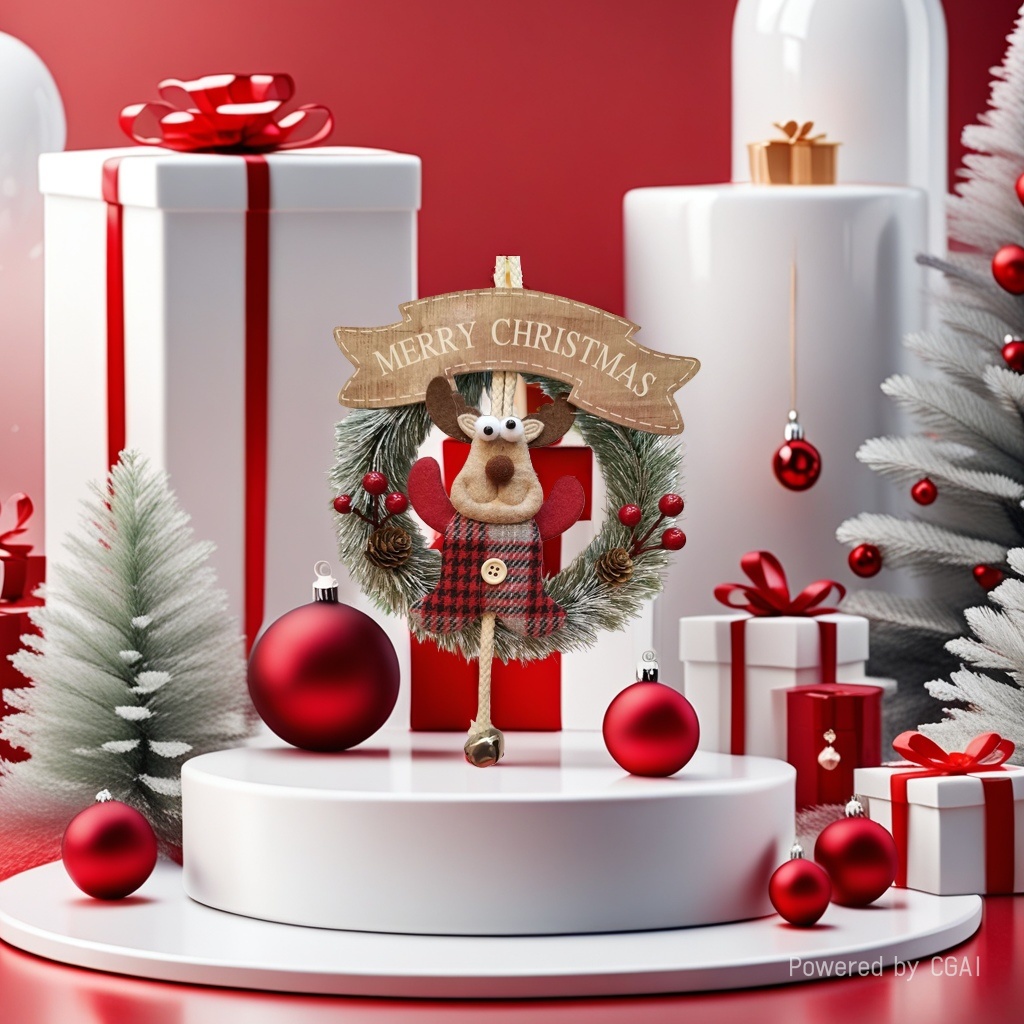 Christmas decorations: Creative rattan rings, bells, window displays, glass doors, wall hangers, scene arrangements, garland, old man, snowman