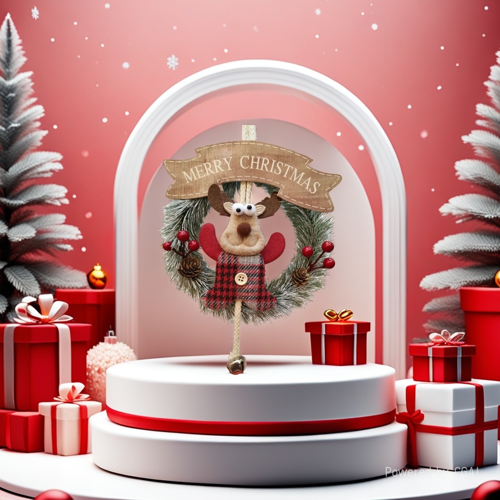 Christmas decorations: Creative rattan rings, bells, window displays, glass doors, wall hangers, scene arrangements, garland, old man, snowman details Picture