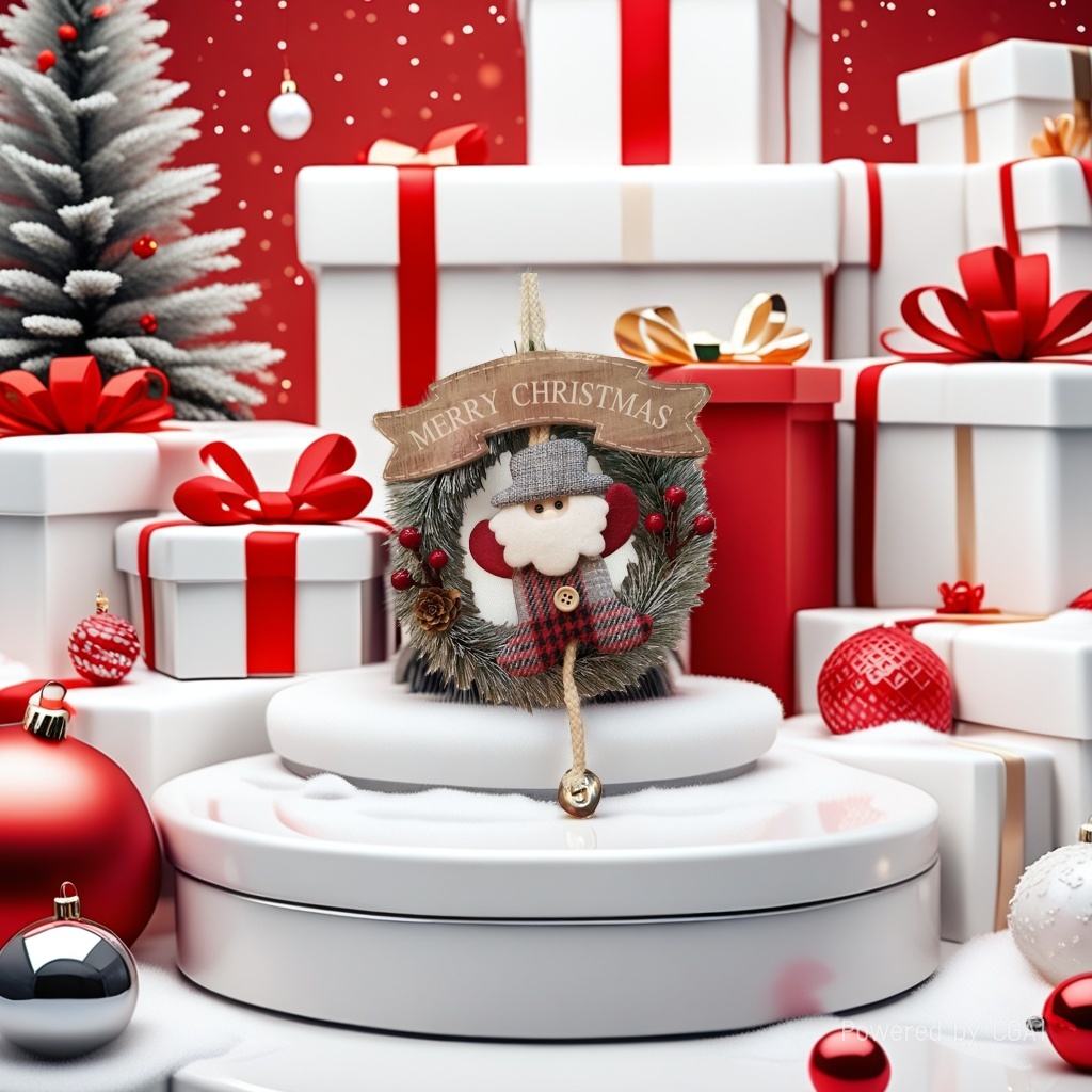 Christmas decorations, creative rattan rings, bells, window displays, glass doors, wall hangers, scene arrangements, garland, old man, snowman, 172402713 Application Scenario
