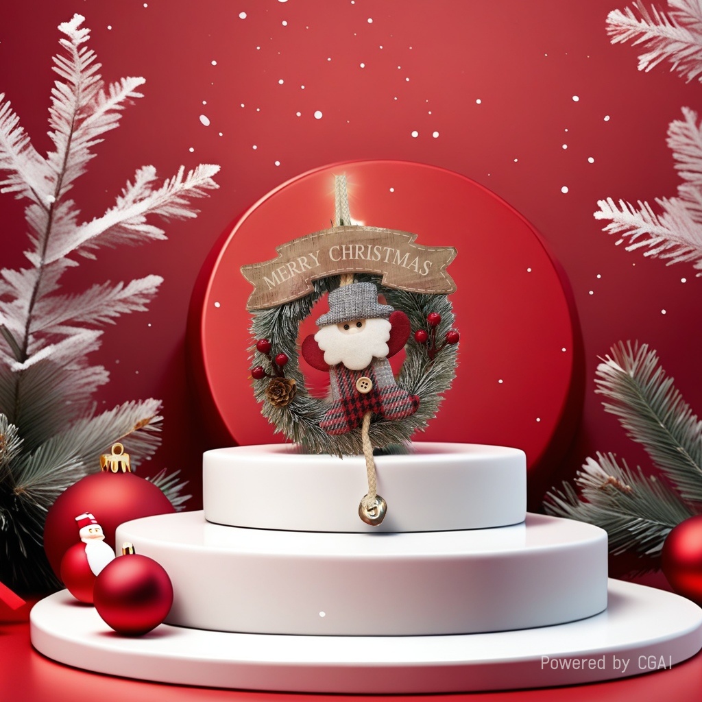 Christmas decorations, creative rattan rings, bells, window displays, glass doors, wall hangers, scene arrangements, garland, old man, snowman, 172402713 Specification image
