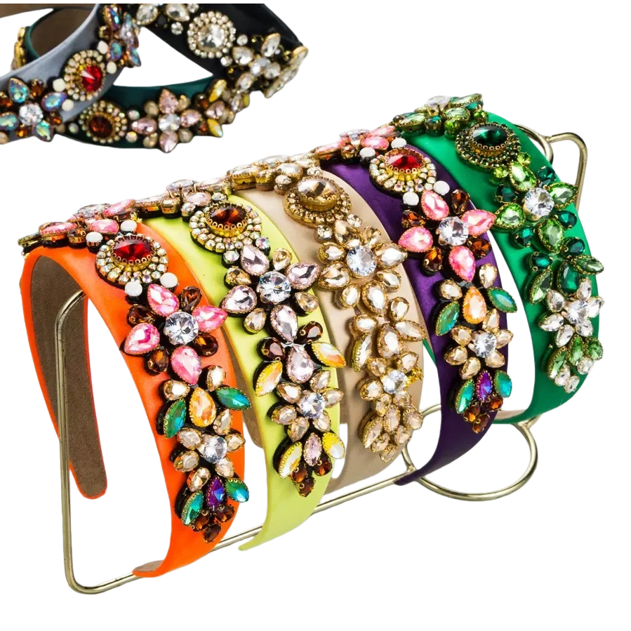 Colorful diamond-encrusted pearl headband base, sweet and cute headband Item Picture