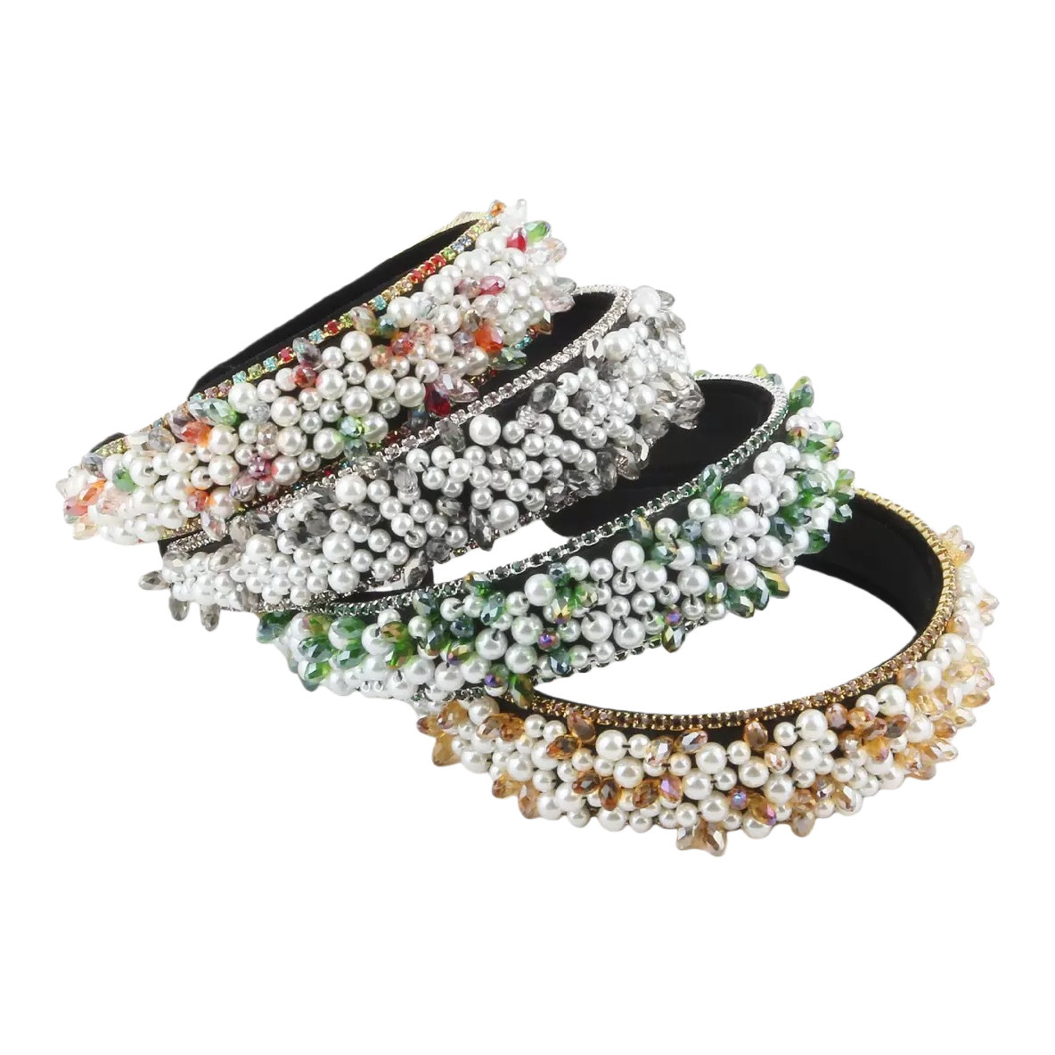 European and American heavy industry hand-sewn pearl headbands, Baroque beaded crystal hair bands, fashionable, versatile and high-end hair accessories, hair clips 085302014 Item Picture