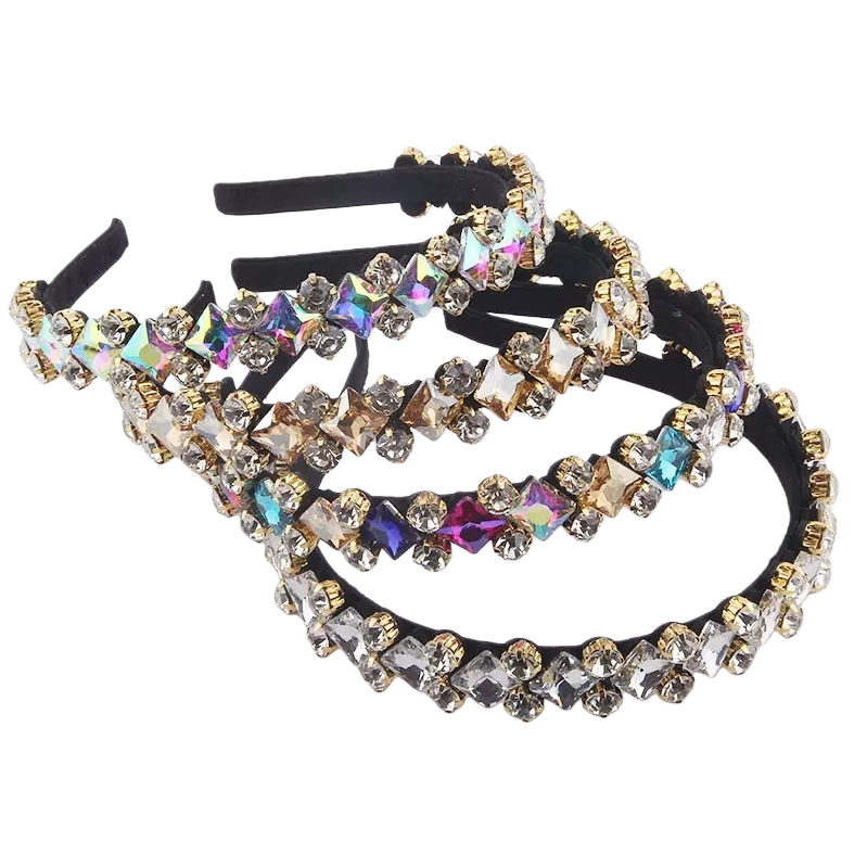 New fashionable and individual diamond-encrusted, geometric and simple hair band for ladies' balls, brilliant and magnificent party gift hair accessory Item Picture