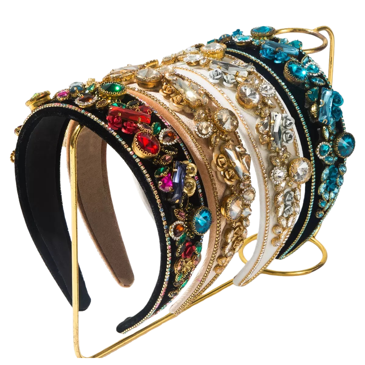 European and American retro court-style Baroque full-diamond hair band, heavy-duty diamond-encrusted wide-edge shiny headband, haute couture fashion show hair band Item Picture