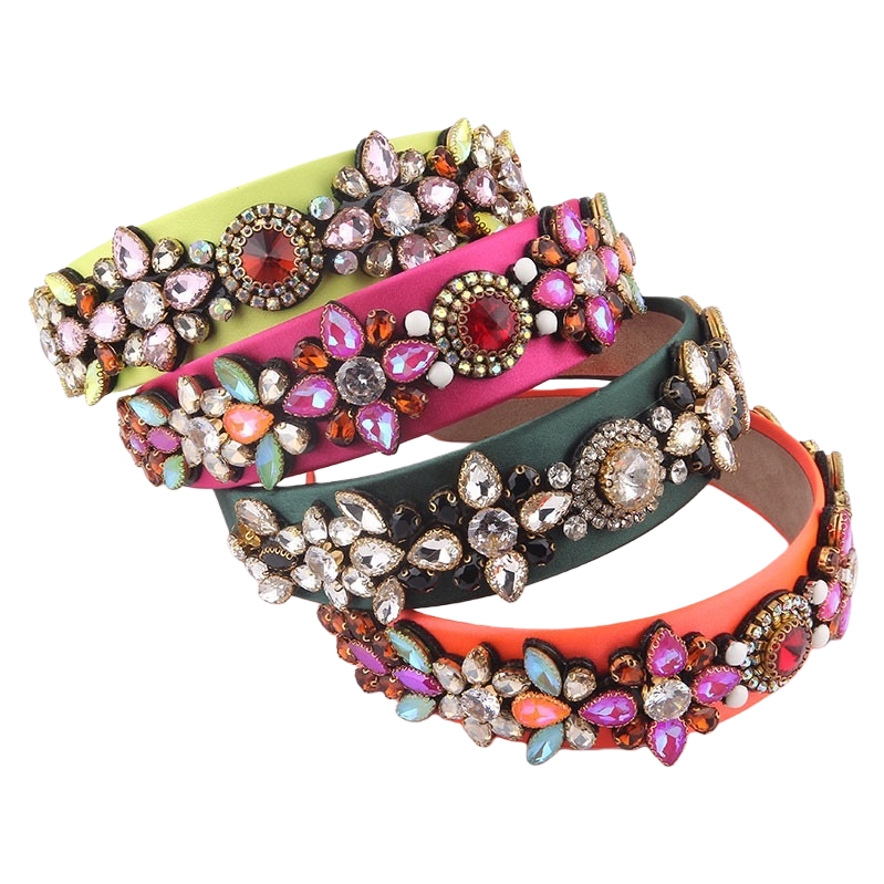 New fashionable European and American style personalized Baroque colorful water diamond hair band, ladies' ball, party, travel gift hair accessory Item Picture