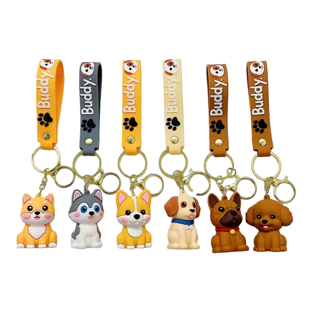 New cartoon cute pet dog keychain doll, small pendant, adorable bag, hanging decoration, claw machine doll, small gift Item Picture