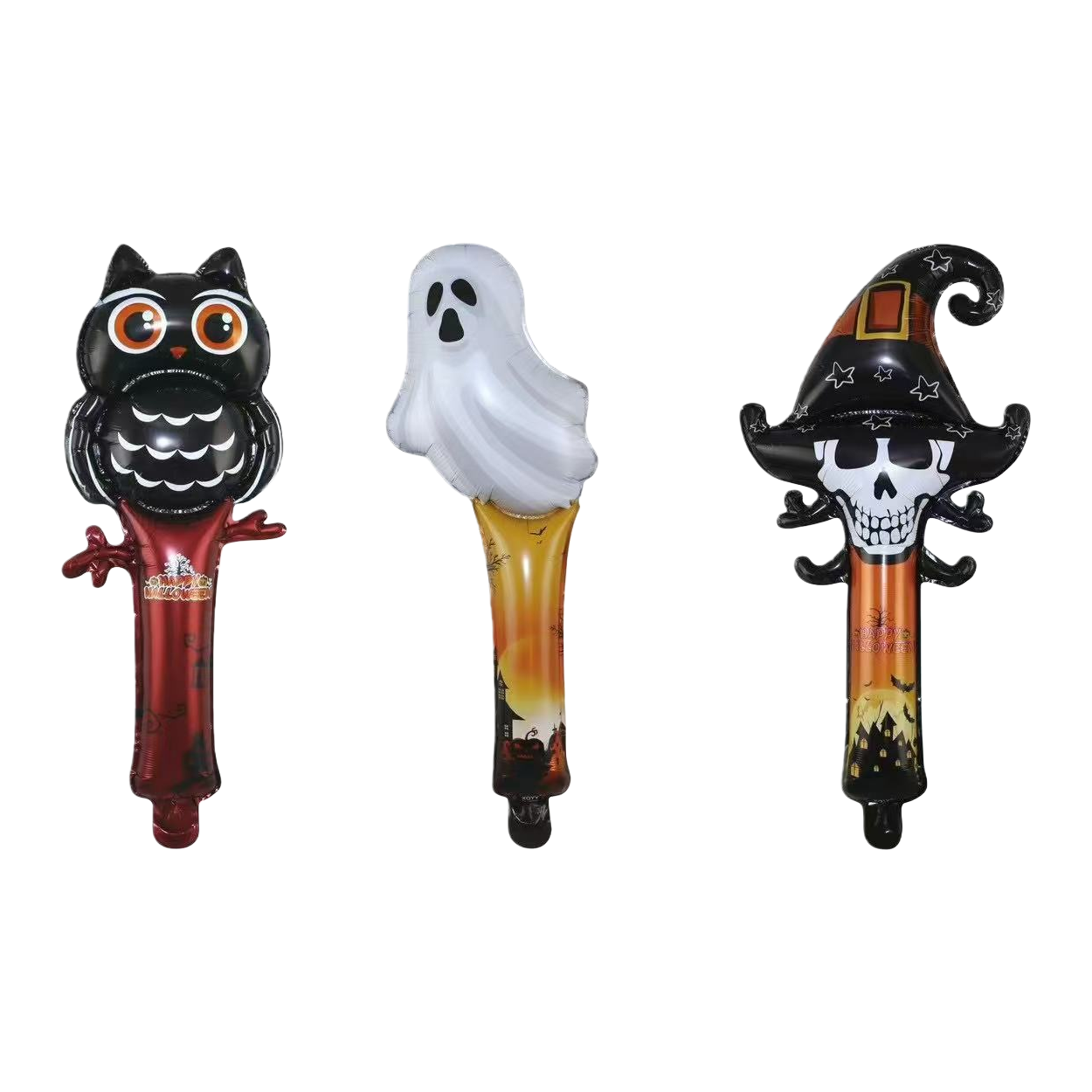 Halloween wooden owl ghost, skull ghost, stick, balloon, stick, witch theme decorative props