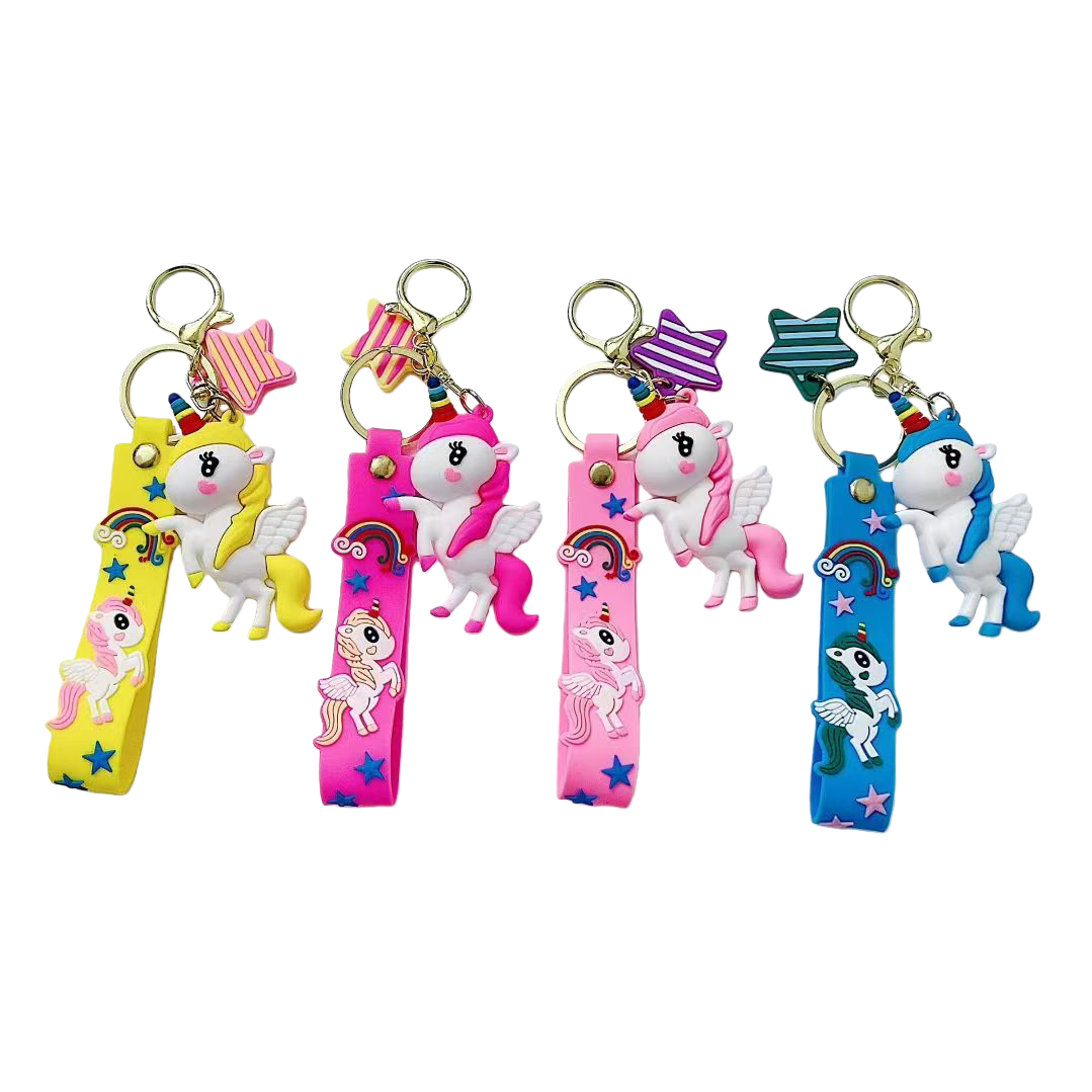 Second-generation Rainbow Horse keychain, Korean version creative unicorn pendant, couple small gifts, schoolbag pendant, seven-color little horse Item Picture