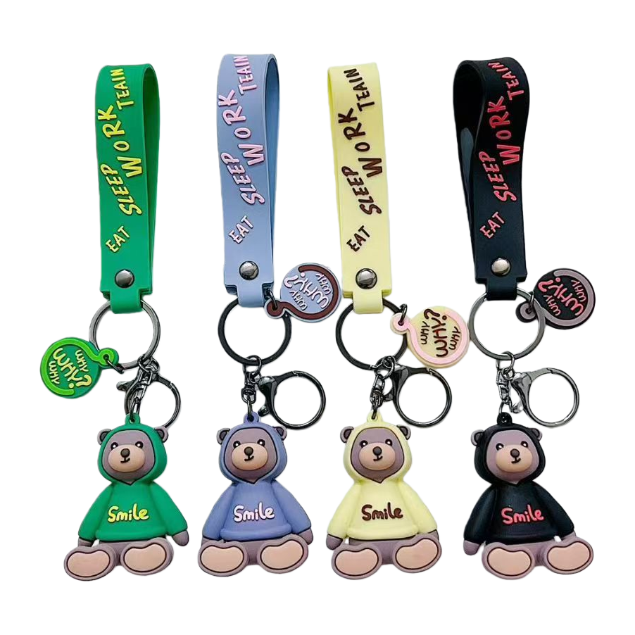 Personalized hooded sweatshirt bear doll keychain, cartoon cute car key chain, creative gift wholesale keychain Item Picture