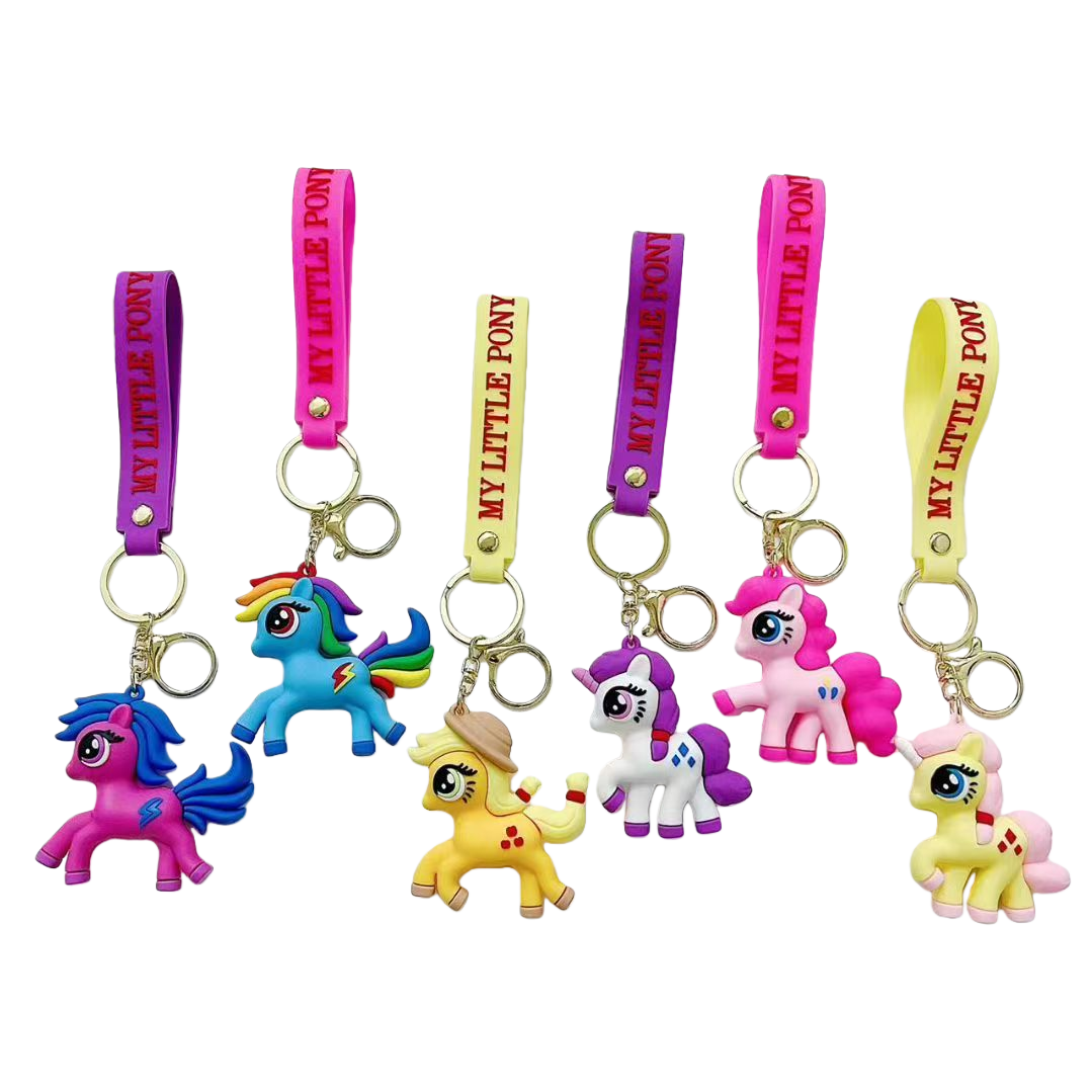 Carton Cute Little Pony keychains wholesale Unicorn car key chains Rainbow Horse pendants Item Picture