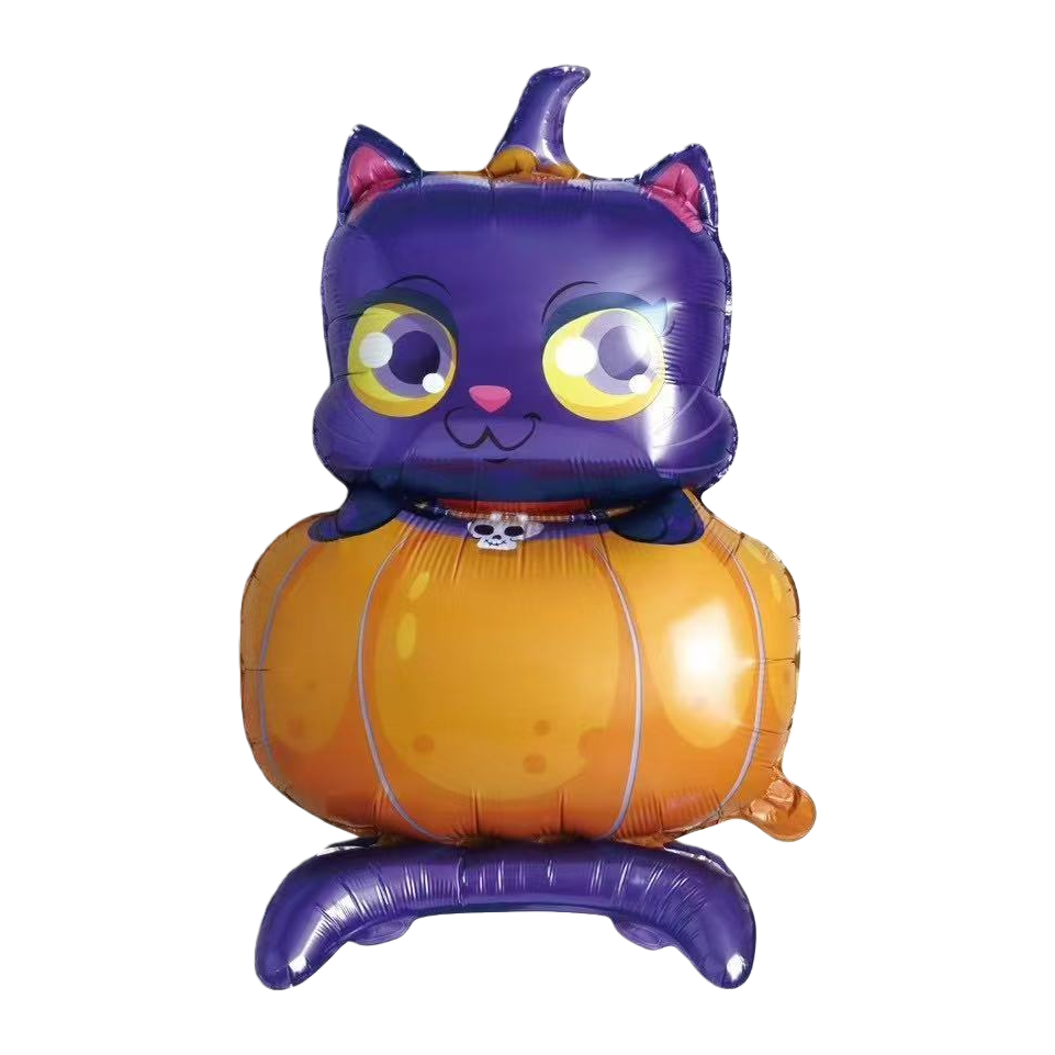 Purple cat, orange pumpkin shaped birthday, wedding, aluminum film, ceremony and balloon decoration Item Picture