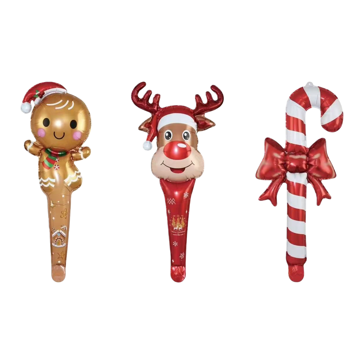 Christmas-themed balloon decorations, gingerbread man, deer walking stick, middle stick, Christmas hat souvenirs