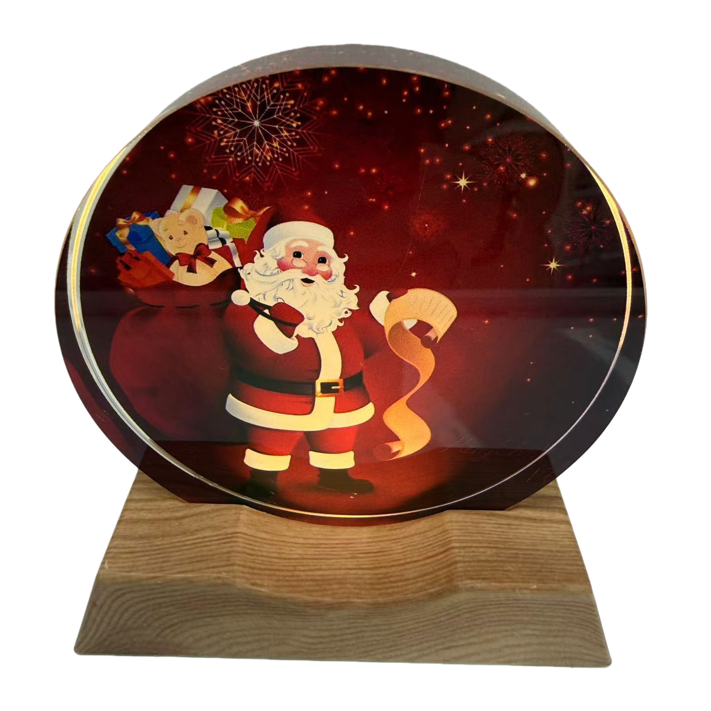 Santa Claus patterned round crystal ball ornament, Christmas-themed decoration, Christmas souvenir Item Picture