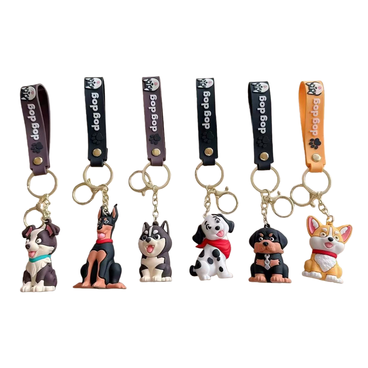Creative and cute pet dog cartoon keychains, Doberman dolls, dog pendants, key chains, claw machines, gift wholesale Item Picture