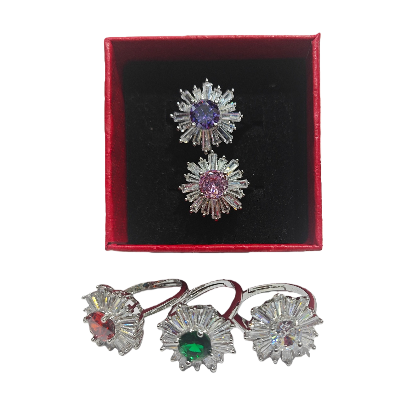A woman with a niche and light luxury ice crystal flower ring Item Picture