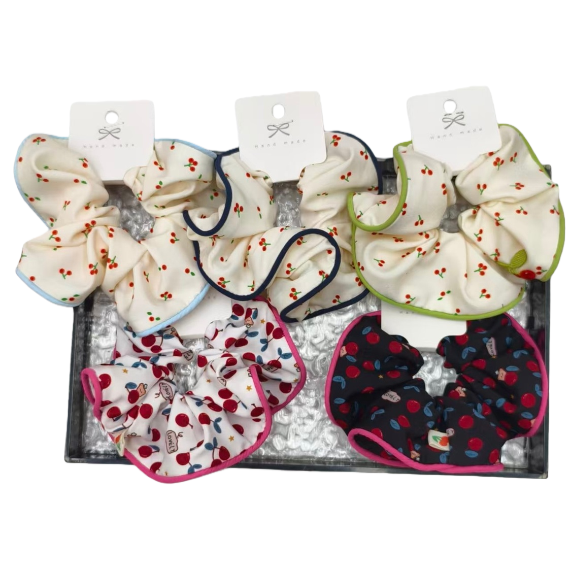 Wholesale of 2026 new French girl embroidered flower large intestine hair bands, niche, simple and retro hair ties, children's hair accessories Item Picture