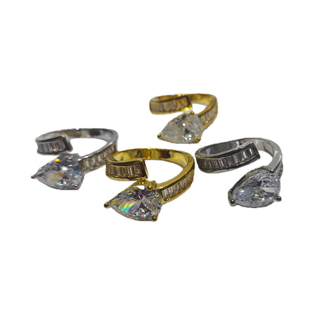 European and American simple mixed style colored zircon crystal rings, women's rings, export rings and accessories wholesale and consignment Item Picture