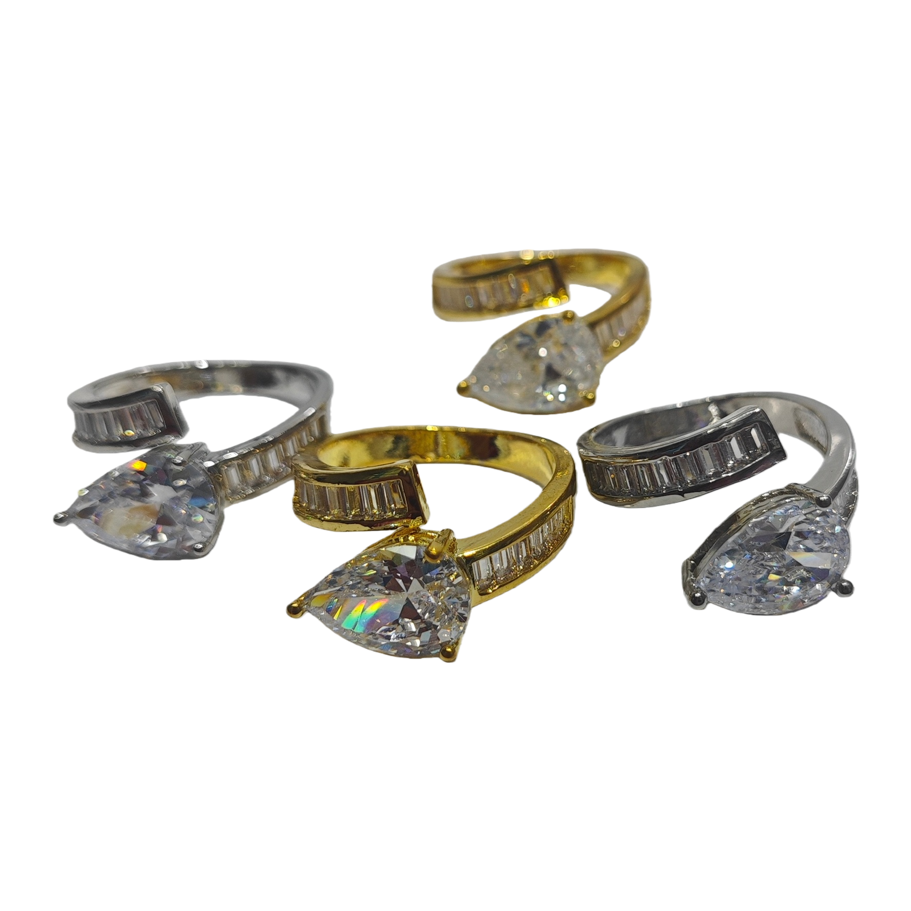 European and American inS-style irregular copper ring, real gold electroplated slightly inlaid zircon ring, women's light luxury open jewelry ring Item Picture