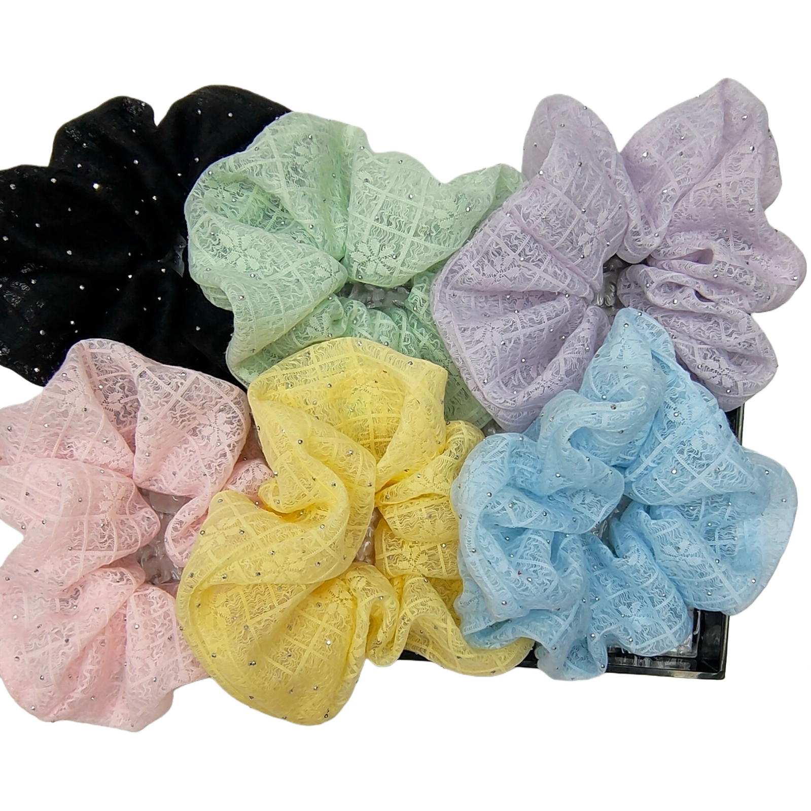 Sweet fabric lace large intestine hair tie and hair band, high-end lace ponytail hair tie and hair flower, fashionable heavy industry hair accessory undefined