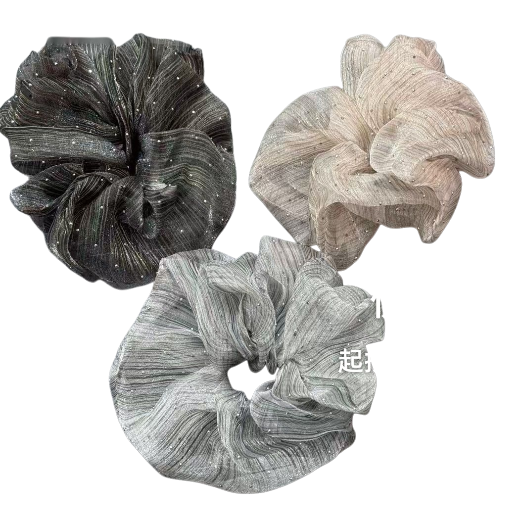 A sky full of stars ~ Spring and summer gauze large intestine hair band, women's low ponytail, high elasticity hair tie, high-end leather band hair accessory 101639808 Item Picture