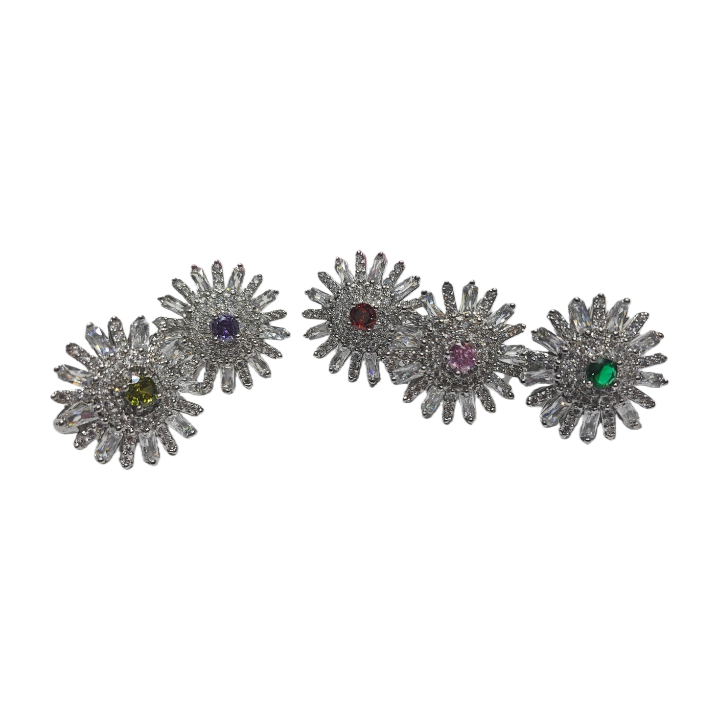 Flower-shaped colored zirconium ring Item Picture