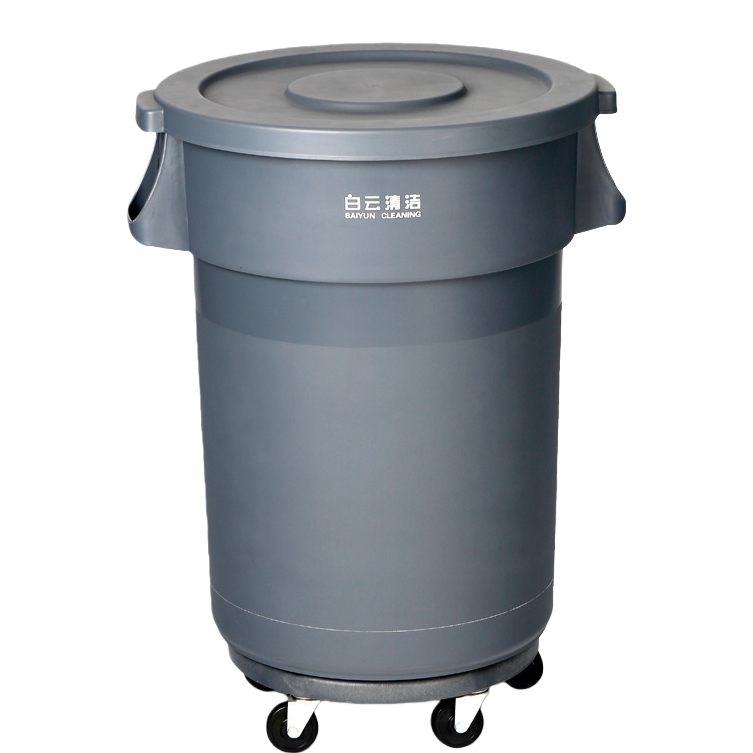 Thickened wheeled round grey desktop small trash can, smart home for hotels Item Picture