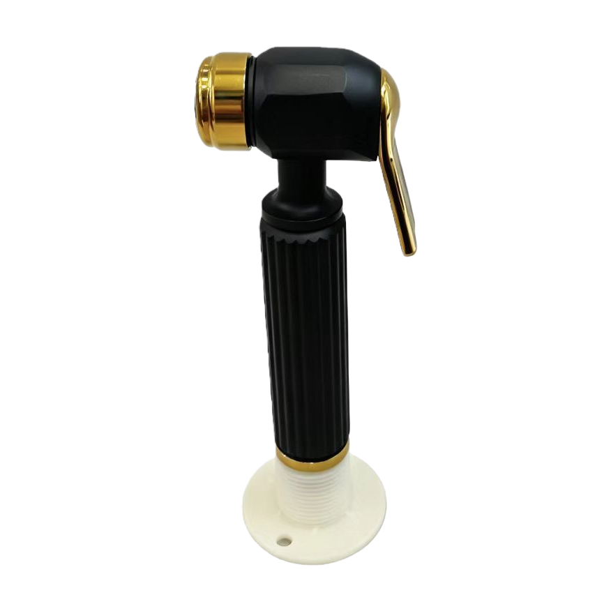 Zinc square Press type women's washbasin spray gun - Black + gold Item Picture