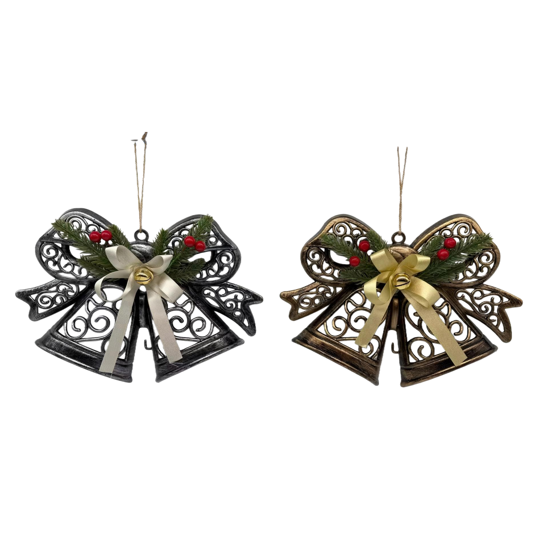 28.5x22CM Christmas retro style distressed plastic bell flat clock pendant decoration Item Picture