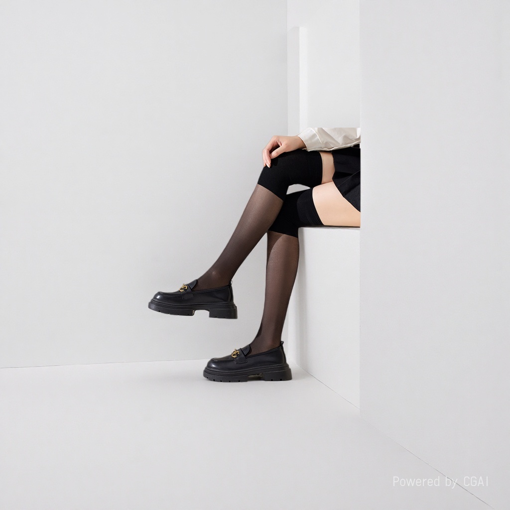 Black children's open-crotch stockings for girls, spring and autumn style, tower style leg skin care details Picture