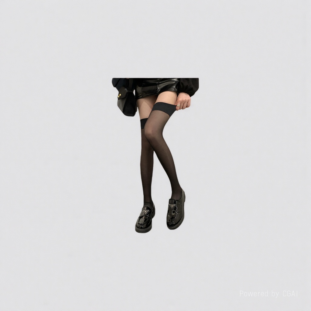Black children's open-crotch stockings for girls, Spring and autumn girls, tower style Specification image