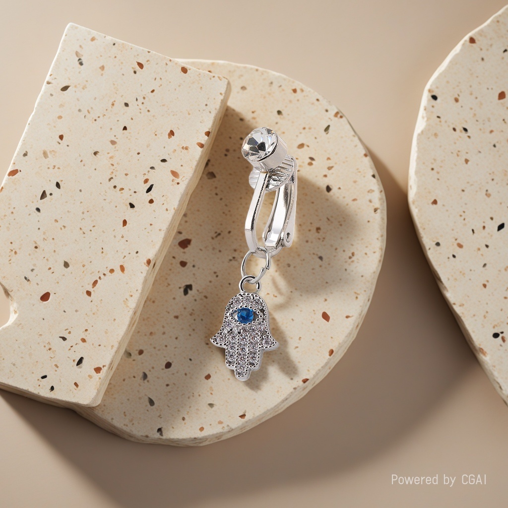 Cross-border heart-shaped navel stud, no need for drilling, diamond-encruted navel stud clip, unique and hot girl style, heart-shaped navel ring, navel buckle for women Specification image