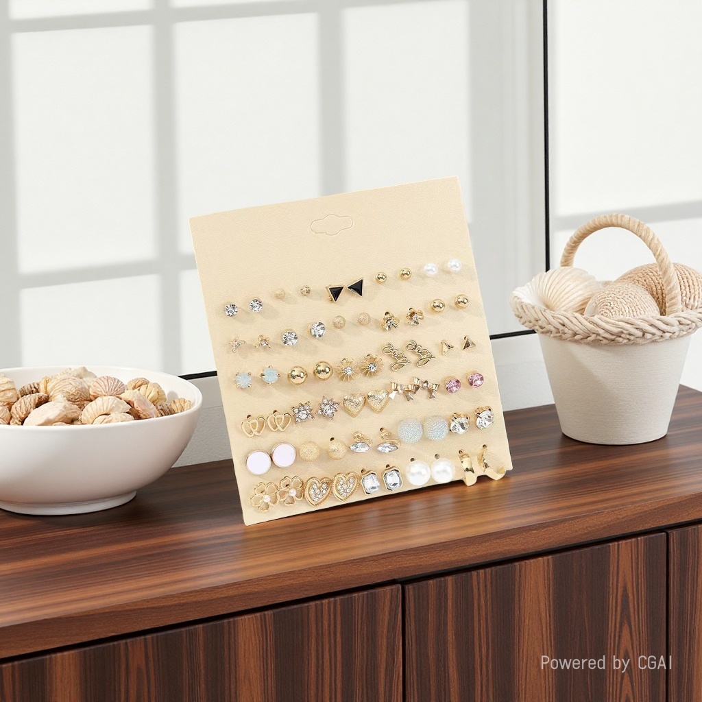 Cross-border bestsellers: Flower starfish earrings, butterfly earrings set, light luxury earrings, simple alloy stud earrings Specification image