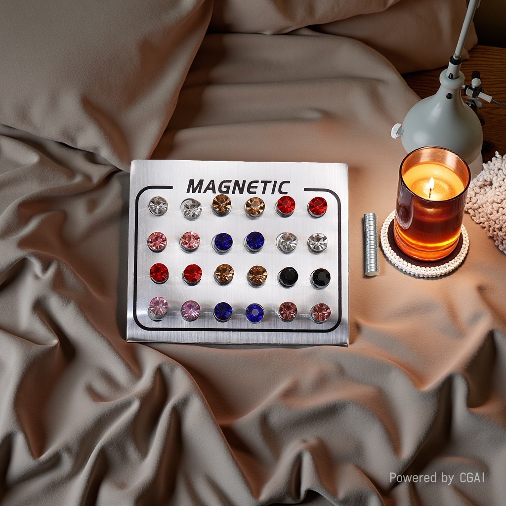 Korean style magnetic earrings, simple and fashionable earrings, mini magnetic iron, stone ear studs, water diamond magnetic earrings for women Specification image