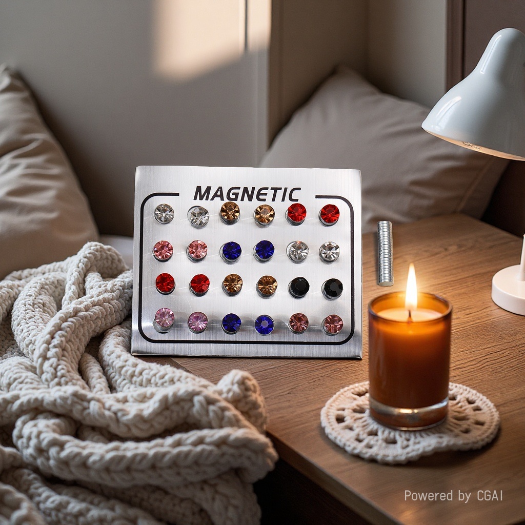 Korean style magnetic earrings, simple and fashionable earrings, mini magnetic iron, stone ear studs, water diamond magnetic earrings for women details Picture