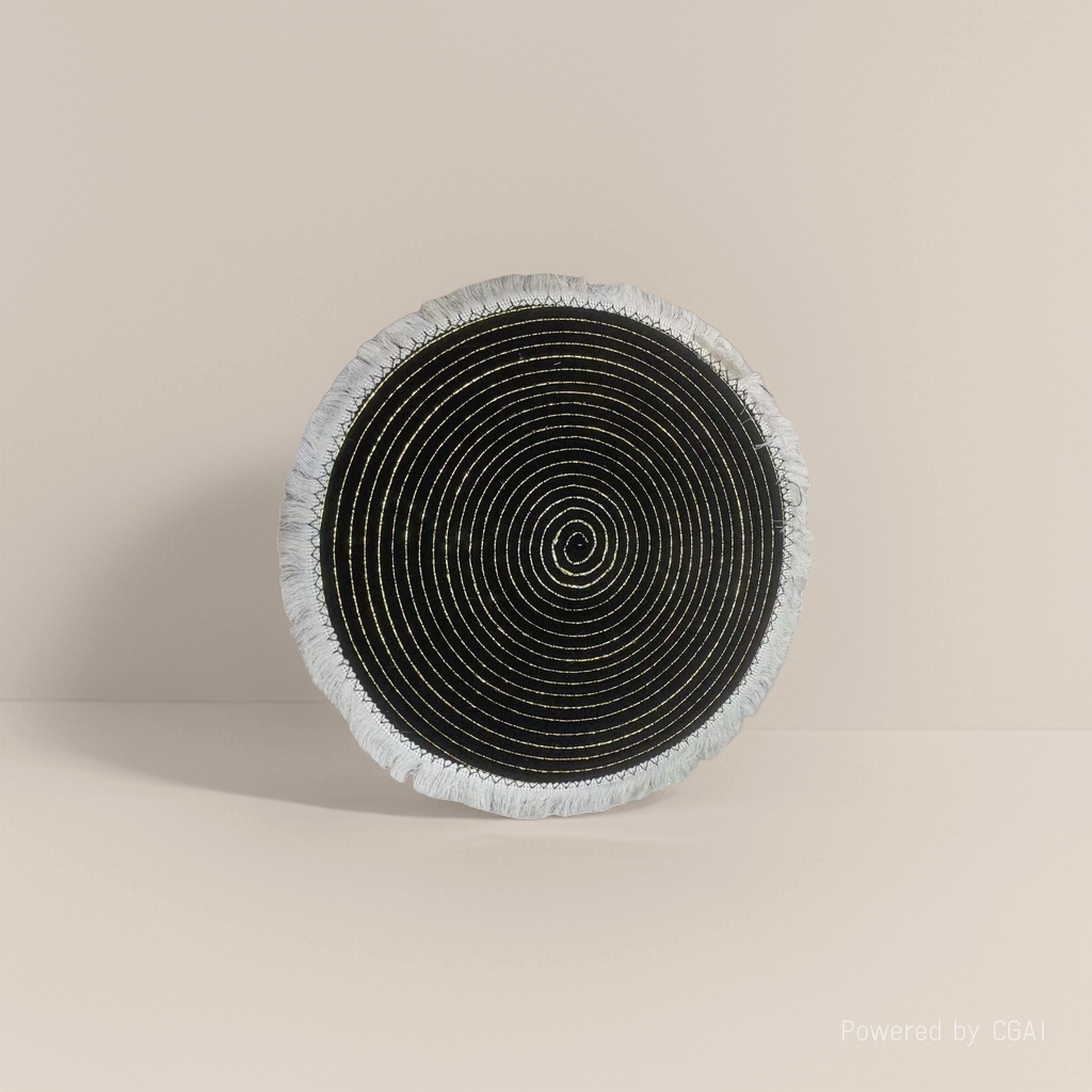 Round black plush patchwork floor mat, home pilgrimage blanket, sisal children's cute floor mat Specification image
