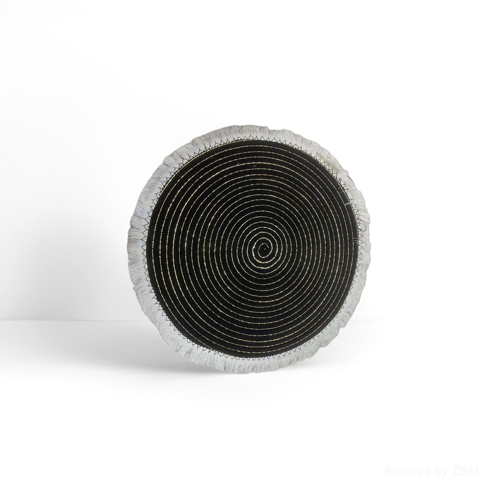 Round black plush patchwork floor mat, home pilgrimage blanket, sisal children's cute floor mat Round black plush patchwork floor mat, home pilgrimage blanket, sisal children's cute floor mat