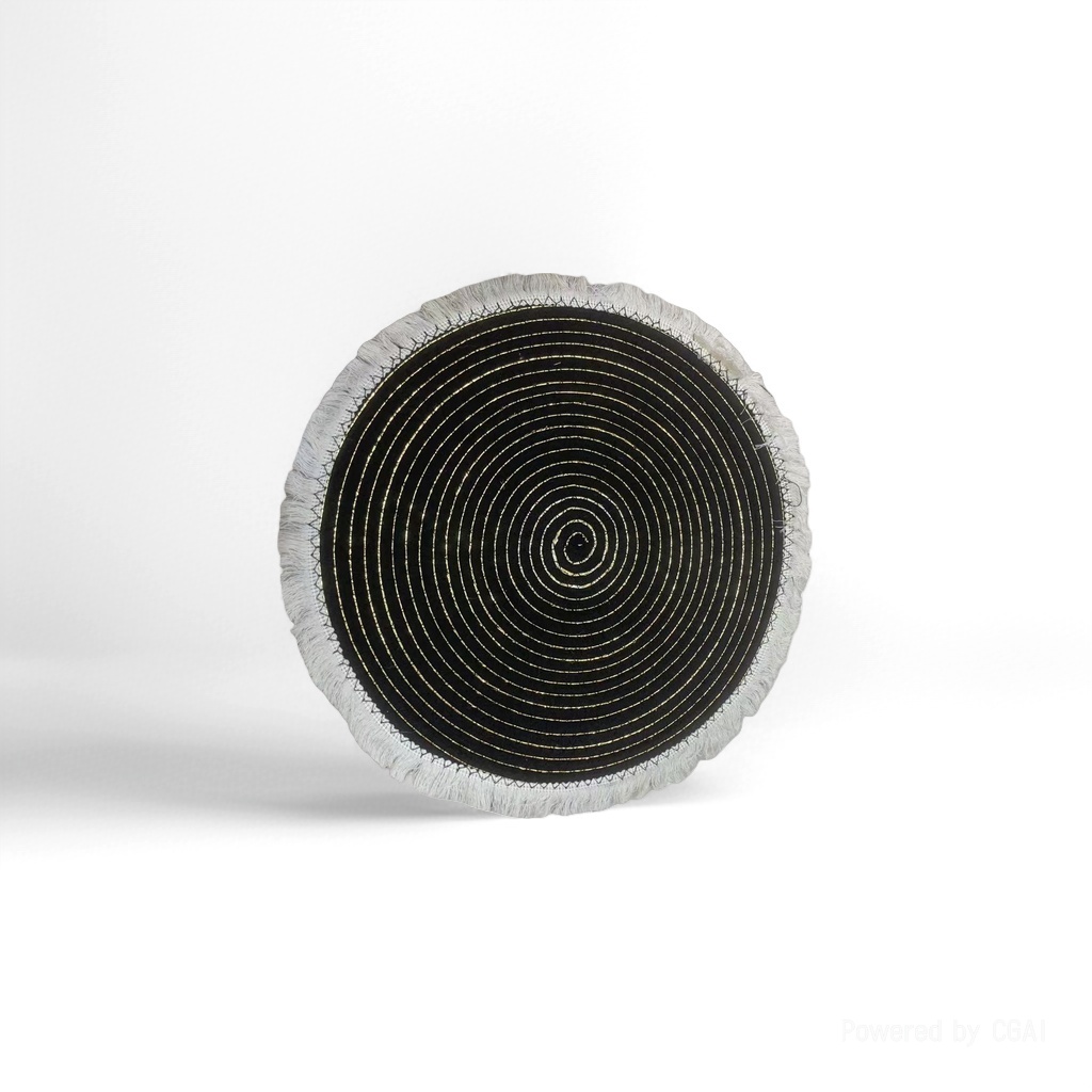 Round black plush patchwork floor mat, home pilgrimage blanket, sisal children's cute floor mat details Picture