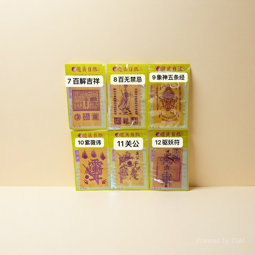 The six yellow rune talismans of Taoism, the cinnabar talisman with a hundred interpretations of auspiciousness and no taboos, the five classics of the Elephant God, the Purple wisteria taboo Guan Gong Exorcism talisman