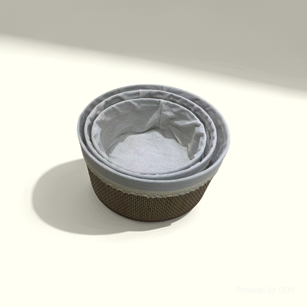 Woven texture circular storage basket, storage basket, woven storage box, organizing and storage details Picture
