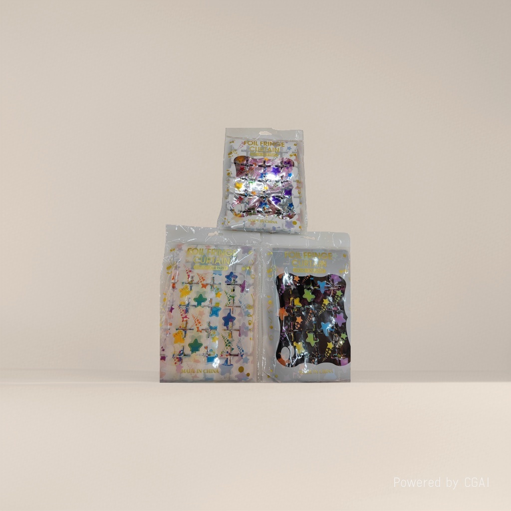 1X2 meters, 2 threads, colorful star-printed small square and large square door curtains, scene arrangement for Christmas decoration Specification image
