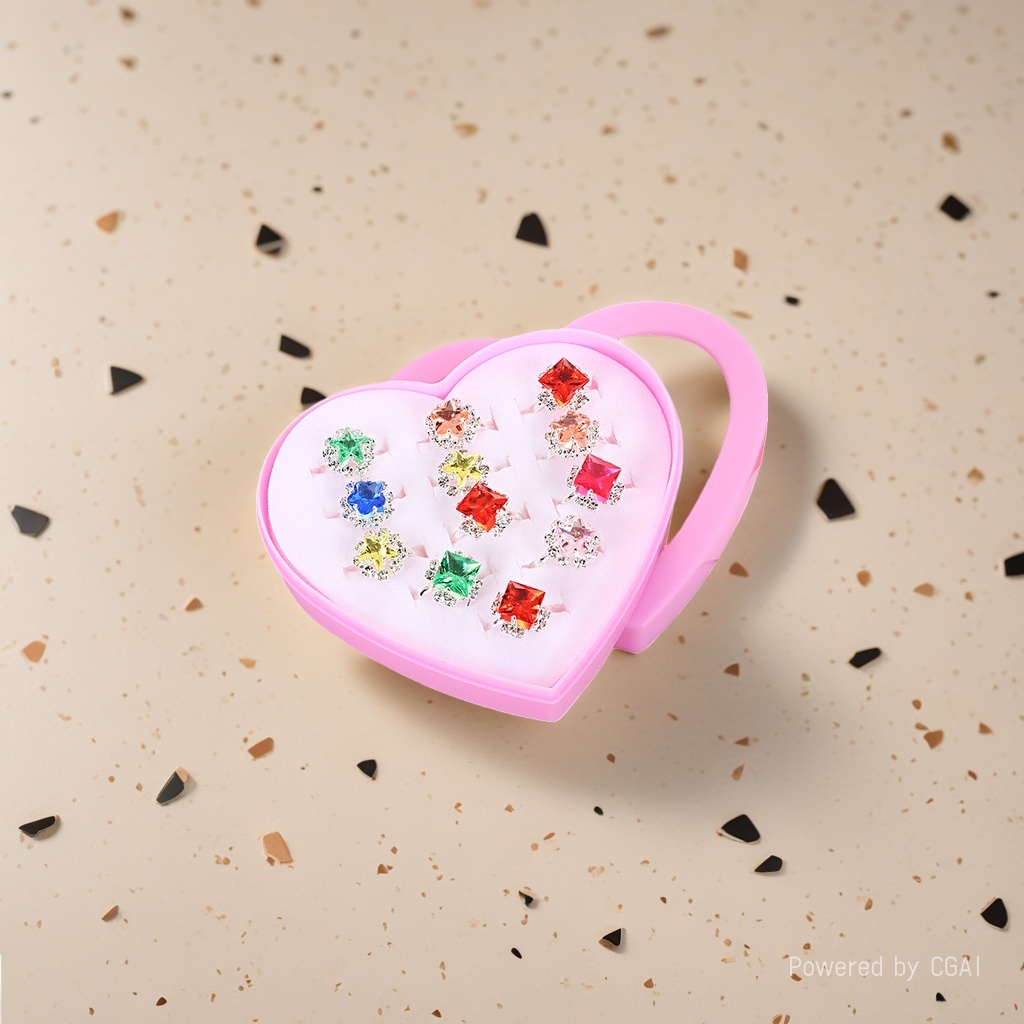 Children's cute resin gemstone ring, cartoon candy color little girl princess jewelry, kindergarten gift toys 091440053 Specification image