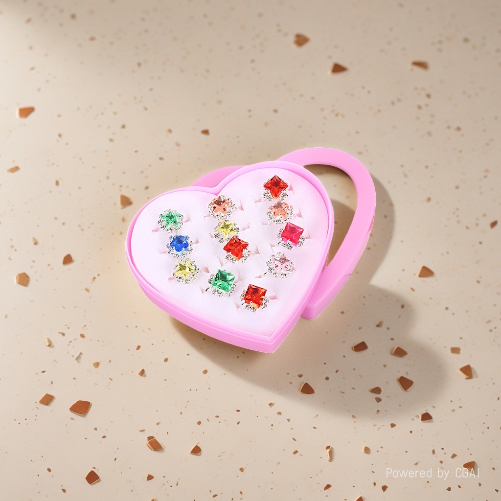 Children's cute resin gemstone ring, cartoon candy color little girl princess jewelry, kindergarten gift toys 091440053