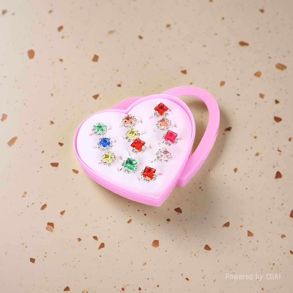 Children's cute resin gemstone ring, cartoon candy color little girl princess jewelry, kindergarten gift toys 091440053 Application Scenario