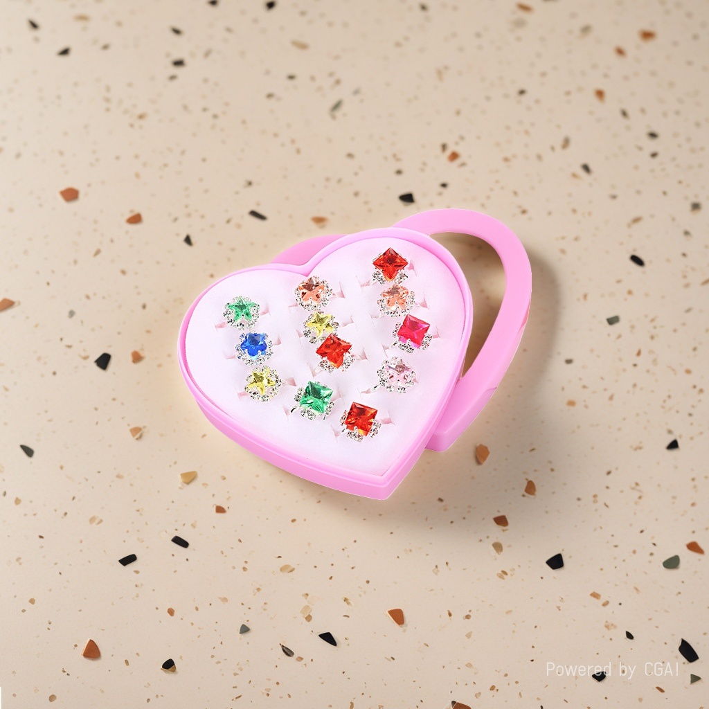 Children's cute resin gemstone ring, cartoon candy color little girl princess jewelry, kindergarten gift toys 091440053 details Picture