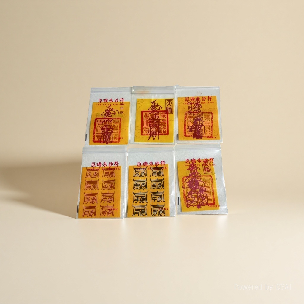 Putuo Mountain Golden Card, Yellow Talisman and Cinnabar Talisman Card to ward off evil spirits, ghosts, attract wealth and transform the Tai Sui 2025 Specification image